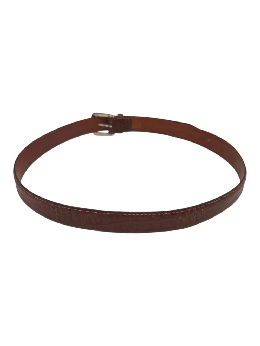 Martin Dingman Crocodile Grain Italian Calfskin Leather Belt Brown Size 36 USA